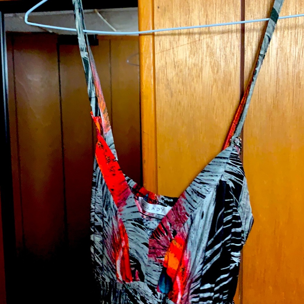 Maxi   Thin strap dress with peacock design  never worn